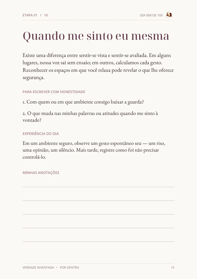 Página do dia 8: Quando me sinto eu mesma