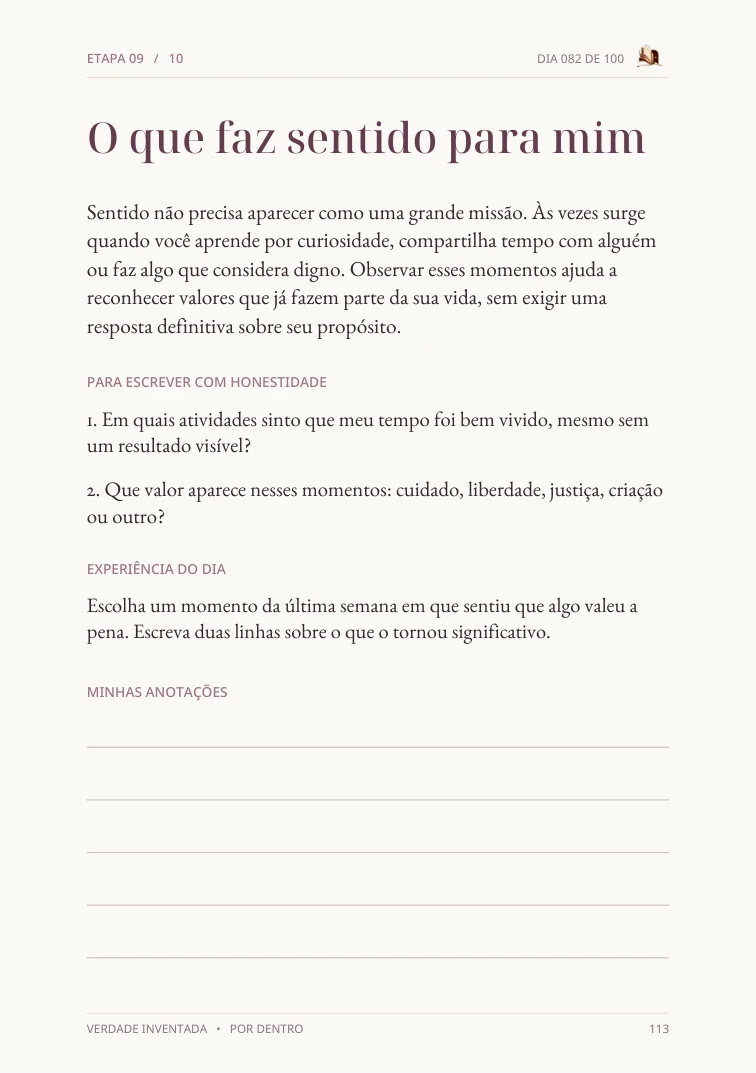 Página do dia 82: O que faz sentido para mim